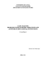 Gyakorlati jelentések 'Case Analysis: Problems with Learners' Behaviour and Attitude in Educational Ins', 1.                