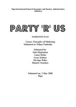 Üzleti tervek 'Party 'R' us - Marketing Plan', 19.                