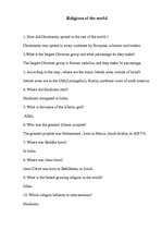 Összefoglalók, jegyzetek 'Test "Religions of the World"', 1.                