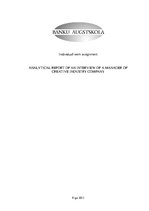 Kutatási anyagok 'Analytical Report of an Interview of a Manager of Creative Industry Company', 1.                