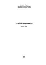 Kutatási anyagok 'Love in J.Donne’s poetry', 1.                
