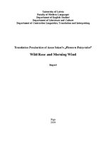 Esszék 'Translation Peculiarities of Anna's Sakse's "Flowers: Fairy-Tales" - "Wild Rose ', 1.                