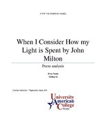 Összefoglalók, jegyzetek '"When I Consider How My Light is Spent" by John Milton', 1.