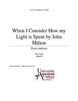 Összefoglalók, jegyzetek '"When I Consider How My Light is Spent" by John Milton', 1.                