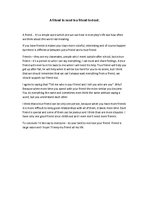 Esszék 'A Friend in Need Is a Friend in Deed', 1.                