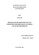 Kutatási anyagok 'Phraseologische Redewendungen und sprichwörterliche Redensarten zum Thema "Not m', 1.                