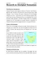 Összefoglalók, jegyzetek 'Research on Aboriginal Tasmanians', 1.                