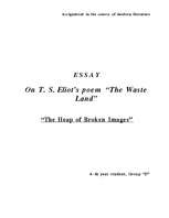 Esszék 'On Eliot's Poem "The Wasteland"', 1.                