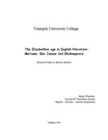 Kutatási anyagok 'The Elizabethan Age in English Literature: Marlowe, Ben Jonson and Shakespeare', 1.                