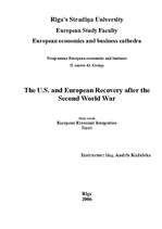 Kutatási anyagok 'The U.S. and European Recovery after the Second World War', 1.                