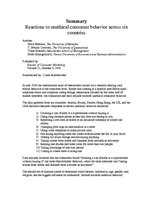 Összefoglalók, jegyzetek 'Reactions to Unethical Consumer Behavior across Six Countries', 1.                