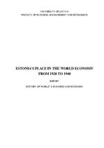 Kutatási anyagok 'Estonia's Place in the World Economy from 1920 to 1940', 1.                