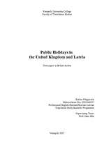 Kutatási anyagok 'Public Holidays in the United Kingdom and Latvia ', 1.                