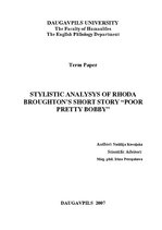 Kutatási anyagok 'Rhoda Broughton’s Short Story “Poor Pretty Bobby” - Stylistic Analysys', 1.                