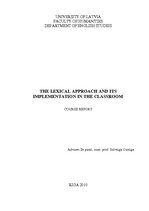 Kutatási anyagok 'The Lexical Approach and Its Implementation in the Classroom', 1.                