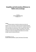 Kutatási anyagok 'Liquidity and Information Efficiency in Baltic Stock Exchange', 1.                