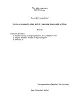 Kutatási anyagok 'Latvian Government`s Action Analysis Concerning Demographic Problems', 1.