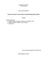 Kutatási anyagok 'Latvian Government`s Action Analysis Concerning Demographic Problems', 1.                