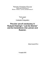 Kutatási anyagok 'Peculiar use of Vocabulary in Rudyard Kipling's "Just So Stories" and Its Transl', 1.                