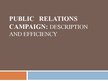 Prezentációk 'Public Relations Campaign: Description and Efficiency', 1.                