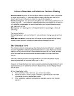 Összefoglalók, jegyzetek 'Advance Directives and Substitute Decision Making', 1.                