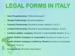 Prezentációk 'Legal Forms in Italy', 5.                