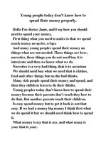 Esszék 'Young People Today Don’t Know how to Spend Their Money Properly', 1.                