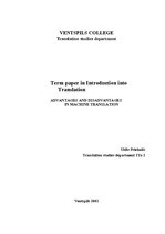 Kutatási anyagok 'Advantages and Disadvantages in Machine Translation', 1.                
