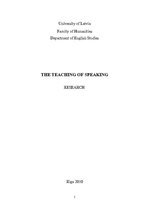 Kutatási anyagok 'Teaching of Speaking', 1.                