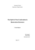 Kutatási anyagok 'The Spirit of Non-Conformism in Restoration Literature', 1.                