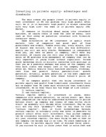 Esszék 'Investing in Private Equity - Advantages and Drawbacks', 1.                