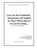Kutatási anyagok 'Laws Are Best Explained, Interpreted, and Applied by Those Whose Interest Lies i', 1.                