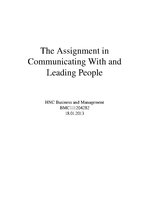 Kutatási anyagok 'The Assignment in Communicating with and Leading People', 1.                