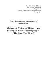 Esszék 'Modernist Vision of History and Society in E.Hemingway's "The Sun Also Rises"', 1.                