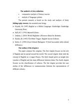 Záródolgozatok 'English as a Means of Communication between the West and the East', 6.                