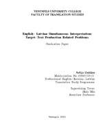 Záródolgozatok 'English-Latvian Simultaneous Interpretation: Target Text Production Related Prob', 1.                
