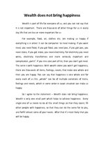 Esszék 'Wealth Does not Bring Happiness', 1.                