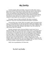 Esszék 'My Family', 1.                