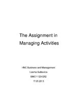 Kutatási anyagok 'The Assignment in Managing Activities', 1.                
