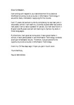 Minták 'Letter of Motivation', 1.                