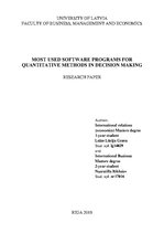 Kutatási anyagok 'Most Used Software Programs for Quantitative Methods in Decision Making', 1.                