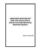 Kutatási anyagok 'British Monarchy And Its Influence Upon Governmental Institutions', 1.                