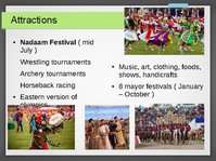 Prezentációk 'Tourism Development in Mongolia', 13.                