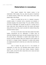 Esszék 'Materialism in Nowadays', 1.                