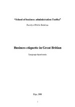 Kutatási anyagok 'Business Etiquette in Great Britain', 1.                