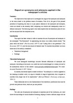 Összefoglalók, jegyzetek 'Synonyms and Antonyms Applied in the Newspaper "The Economist"', 1.                