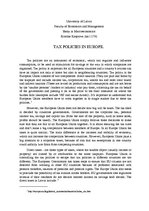 Esszék 'Tax Policies in Europe', 1.                