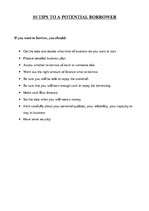 Összefoglalók, jegyzetek 'Ten Tips to a Potential Borrower', 1.                
