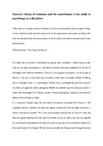 Esszék 'Darwin’s Theory of Evolution and the Contribution It Has Made to Psychology as a', 1.                