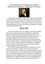 Kutatási anyagok 'The Greatest President of United States of America - Abraham Lincoln', 1.                